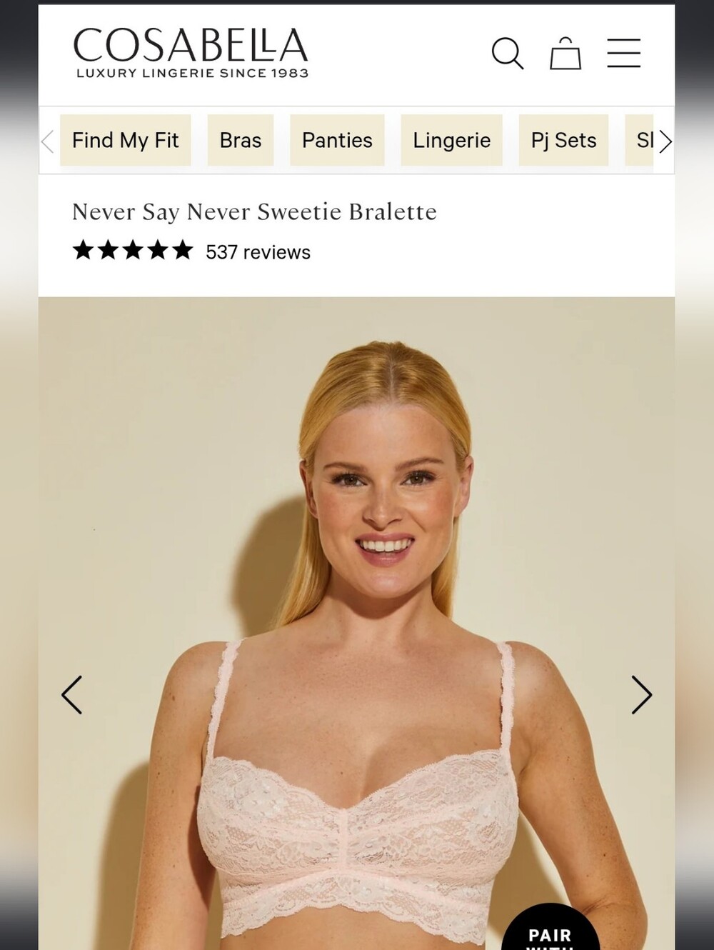 Cosabella Pink Lilly Lace Bralette Sweetie Never Say Never